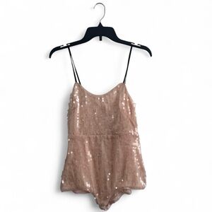 Anthropologie Pink Sequin Romper